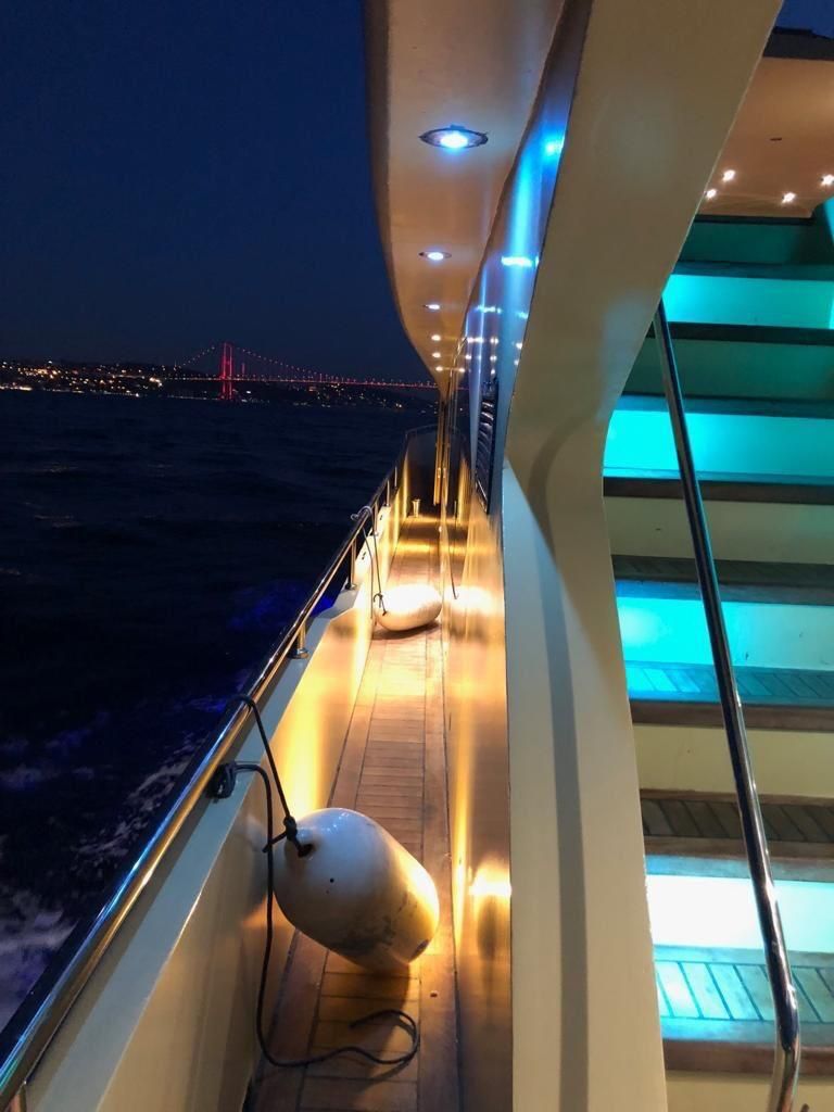 Luxurious LUXURY ÇNG yacht cruising on the Bosphorus, offering exclusive sailing experiences in Istanbul."
