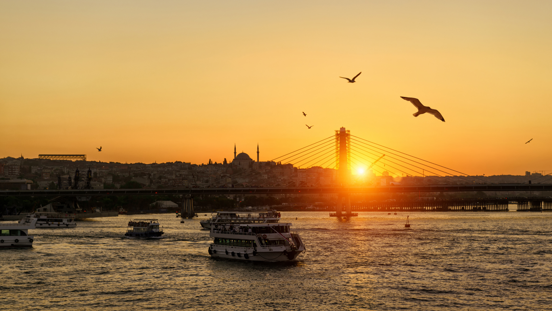 Sunset photography workshop on a yacht in Istanbul.