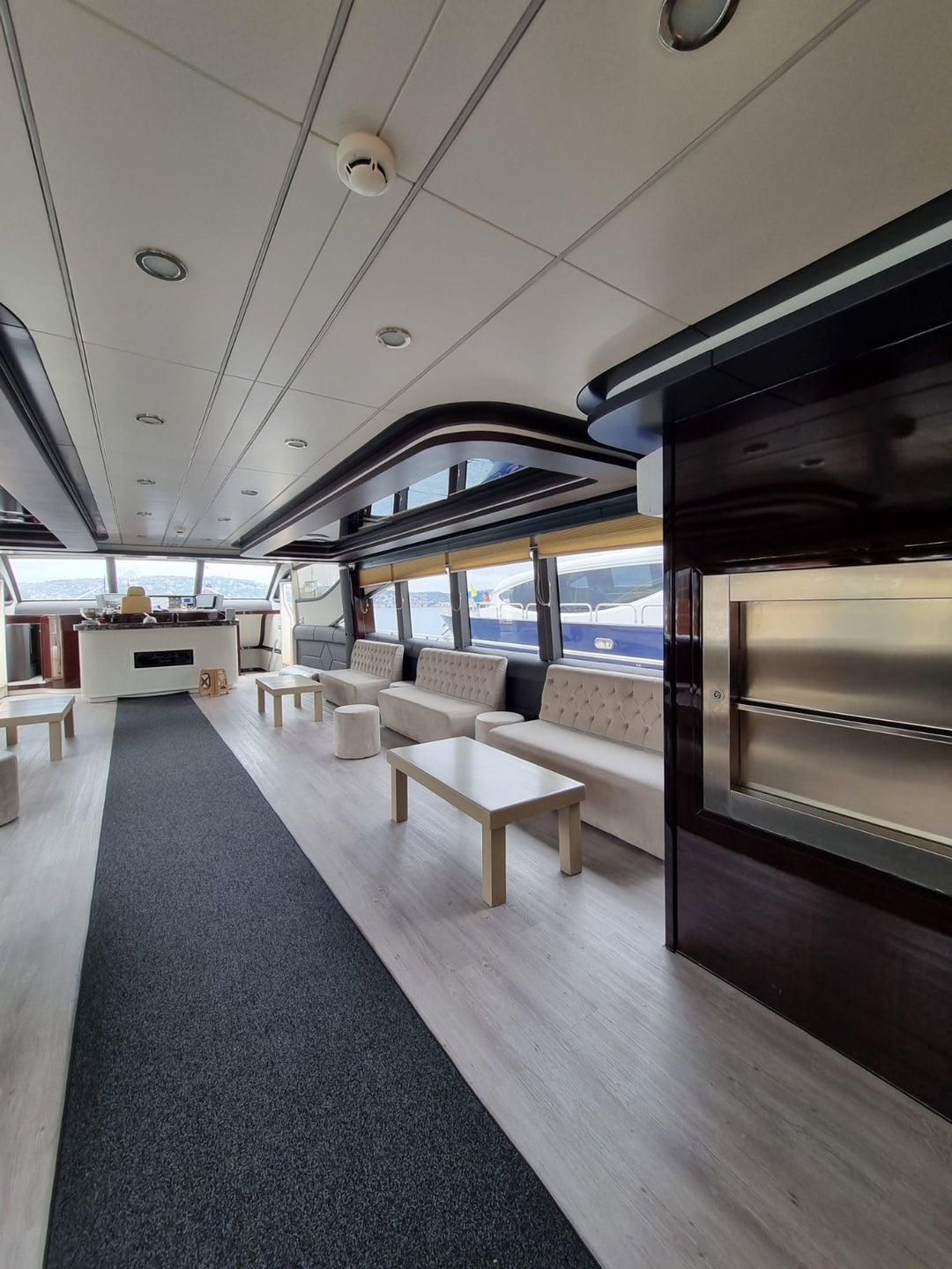 Interior lounge of luxury yacht in Istanbul.
