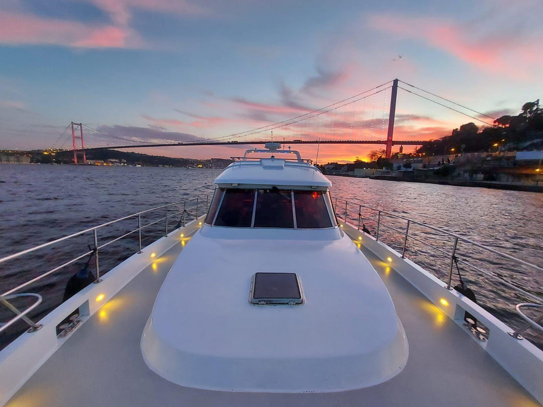 Luxury yacht with Istanbul's captivating skyline