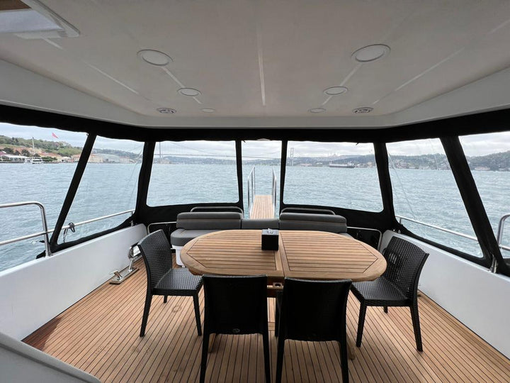 55-inch TV with international channels on luxury yacht