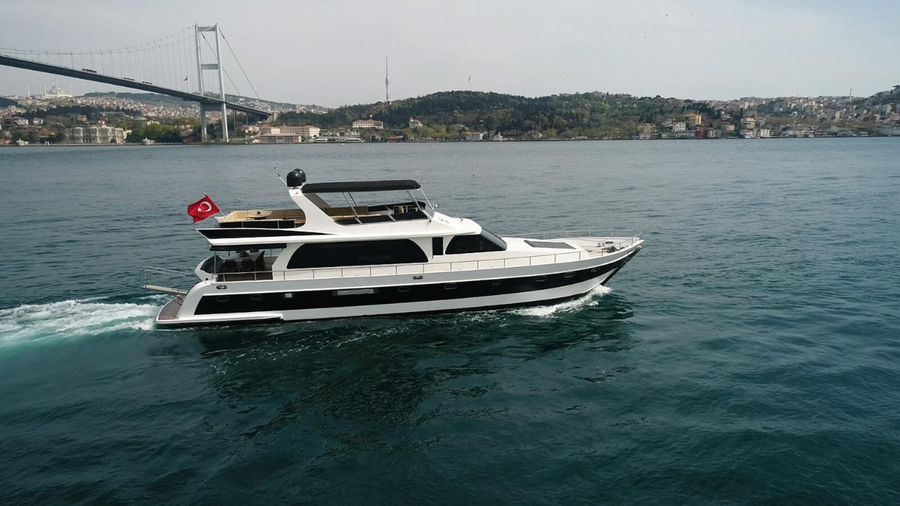 LUX RVR yacht ready for luxury charter on Istanbul's Bosphorus.