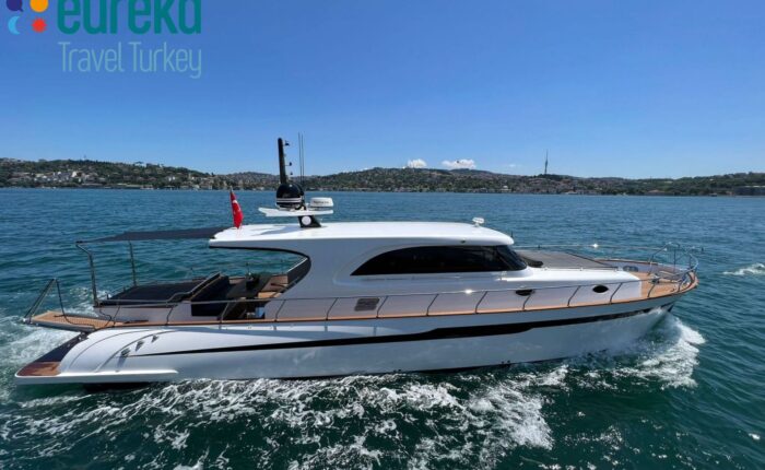 8 person private yacht rental in Istanbul Lux KDR1 cruising on the Bosphorus