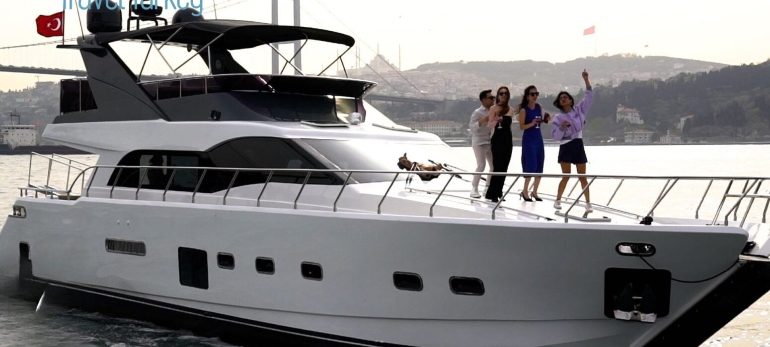 Lux DEN5 luxury yacht charter cruising on the Bosphorus in Istanbul