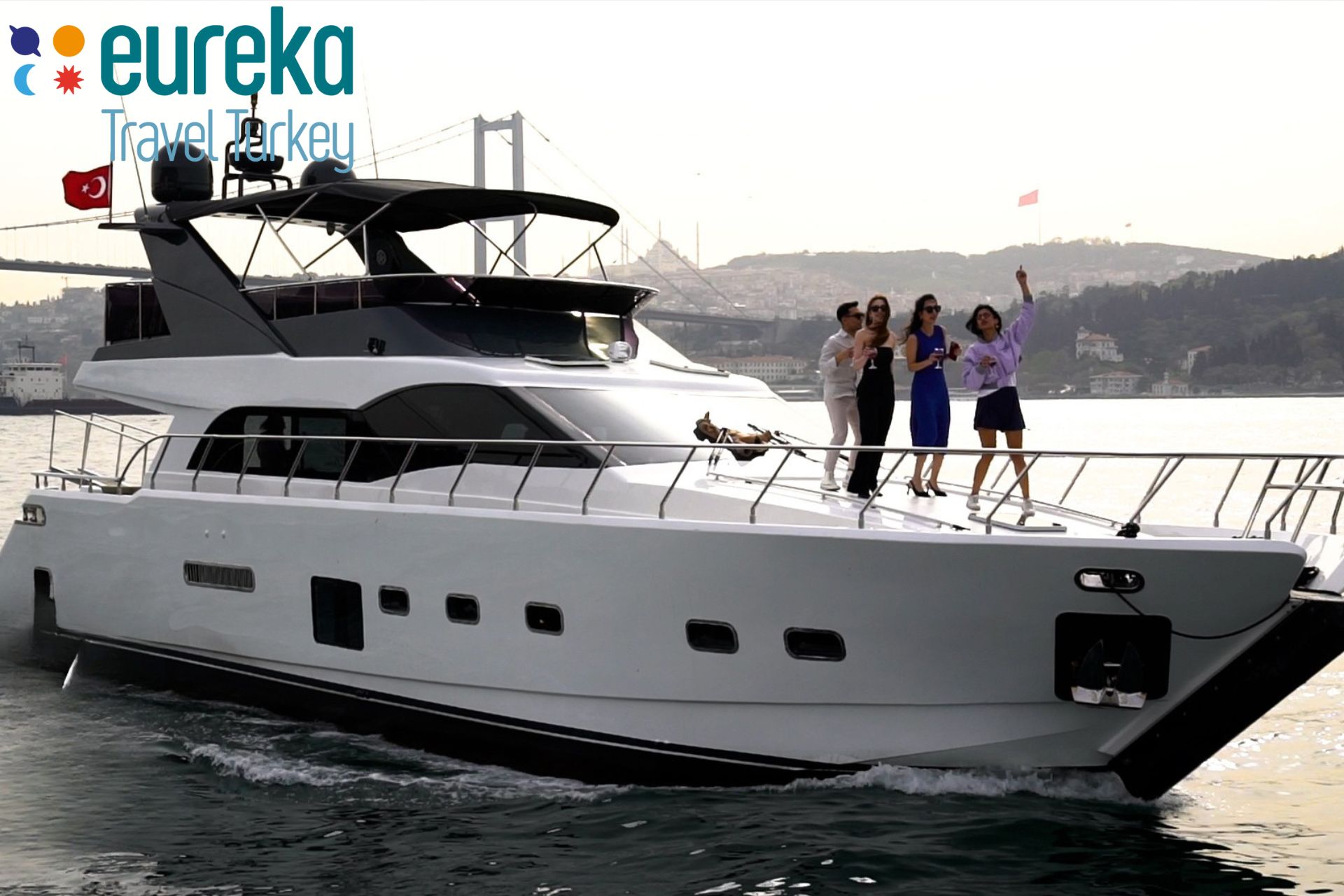 Lux DEN5 luxury yacht charter cruising on the Bosphorus in Istanbul