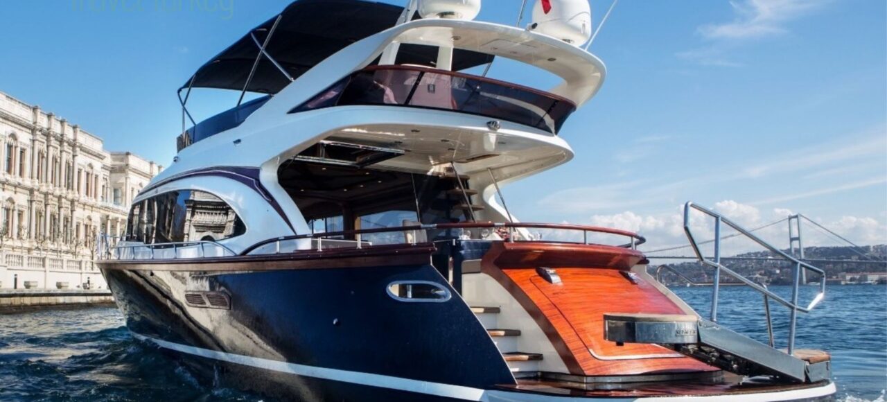 Lux DEN7 luxury yacht charter cruising on the Bosphorus in Istanbul
