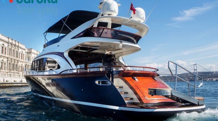 Lux DEN7 luxury yacht charter cruising on the Bosphorus in Istanbul