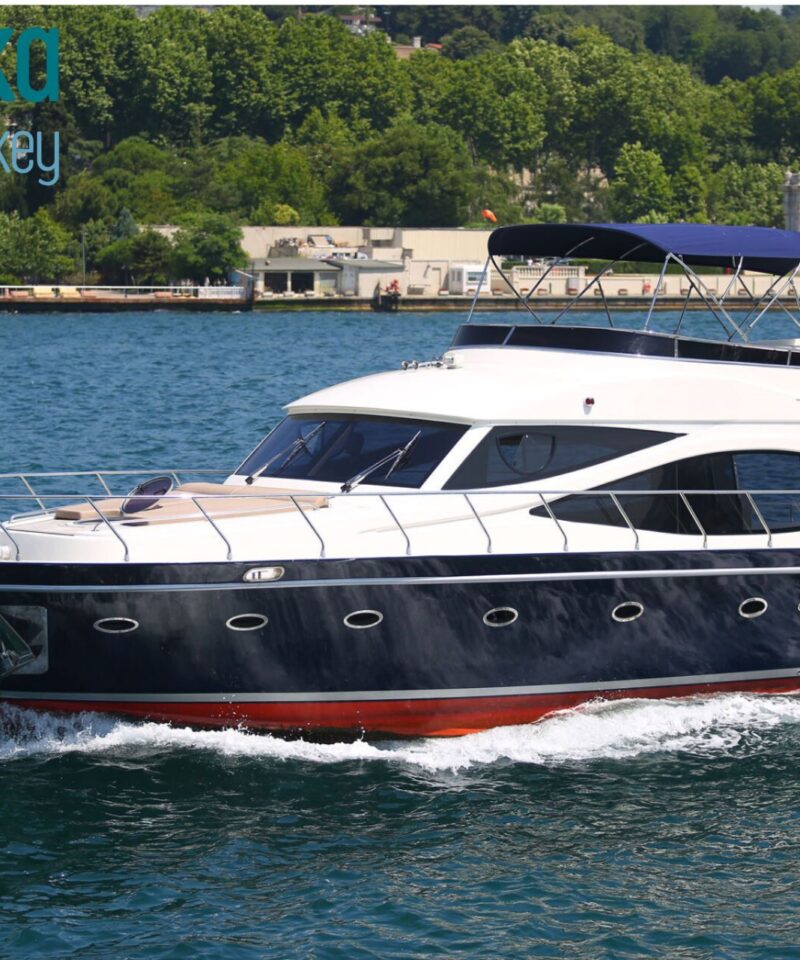 18 person private yacht rental in Istanbul Lux KDR6 motor yacht cruising on the Bosphorus
