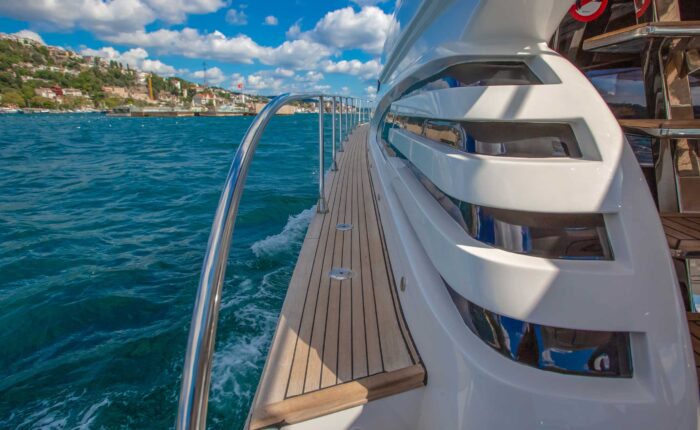 Luxury yacht deck during Bosphorus sunset cruise