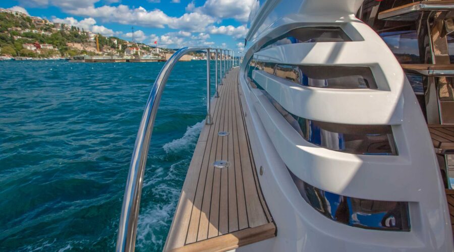 Luxury yacht deck during Bosphorus sunset cruise