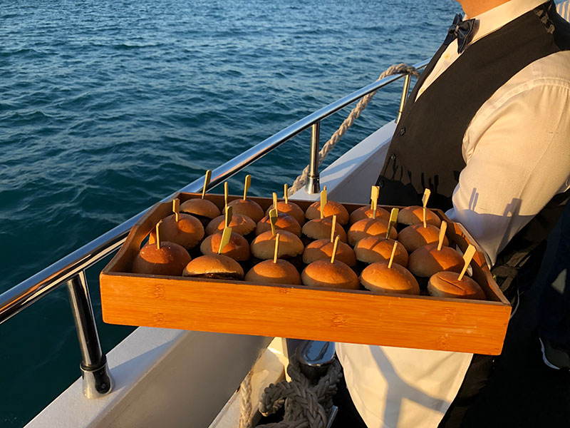 wedding on yacht with dinner