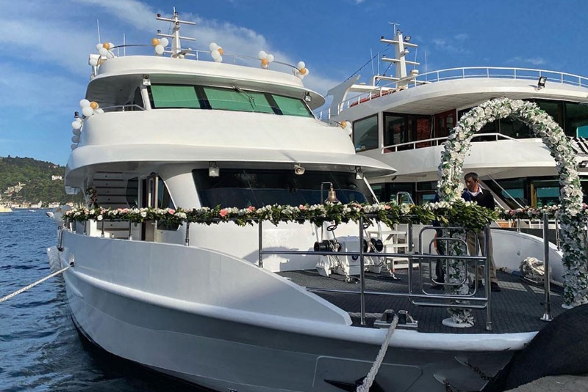 Executive dinner on a luxury yacht