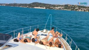 Private Istanbul swimming yacht cruise at sunset on the Bosphorus